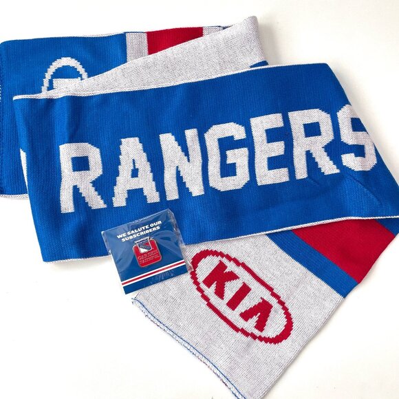 NY Rangers Scarf + MSG Garden Faithful Pin Hockey SGA Lot Let's Go New York NYR - Picture 1 of 15